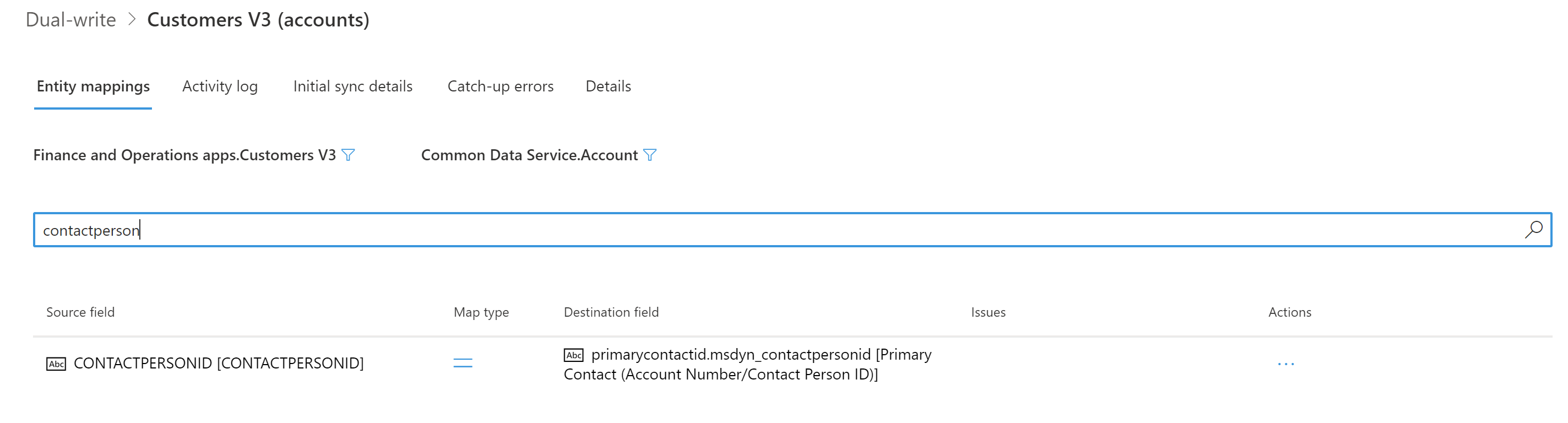 ContactPersonID 列の削除のスクリーンショット。