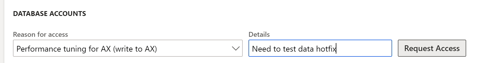 [アクセスの要求] オプションのスクリーンショット。
