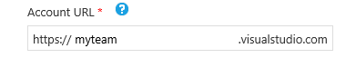 Azure DevOps のアカウント URL 選択ページのスクリーンショット。