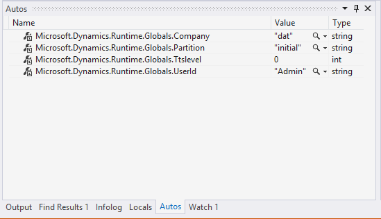 現在の会社、パーティション、トランザクションレベル、およびユーザー ID を示す「Autos」ウィンドウのスクリーンショット。