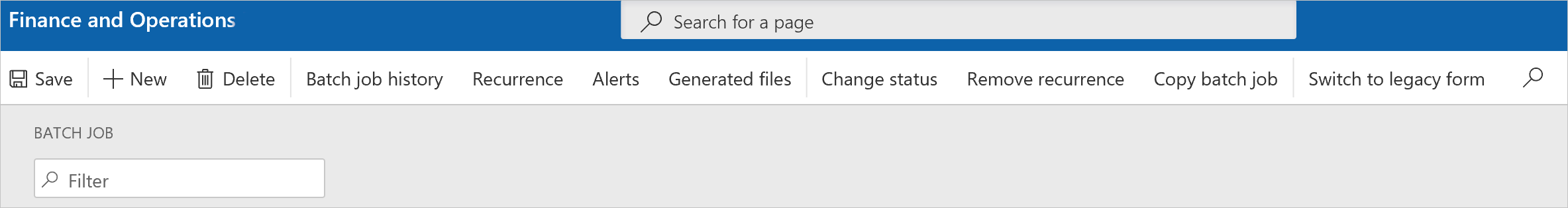 [従来のフォームに切り替える] ボタンのスクリーンショット。