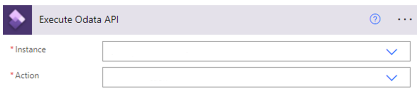 OData API を実行するアクションを追加するスクリーンショット。