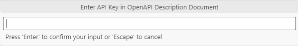 [エージェント ツールキット for Visual Studio Code] に表示される Enter API キー コマンドを示すスクリーンショット。