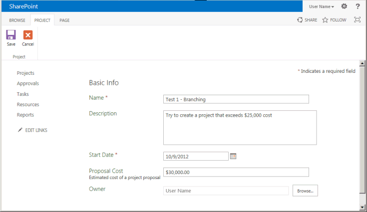 編集したプロジェクト情報 PDP の使用