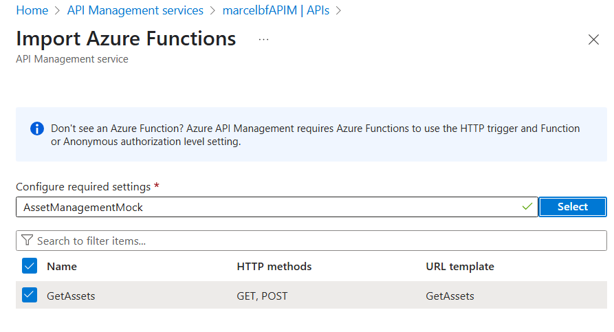 API のインポート