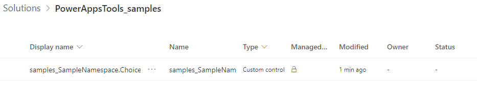 PowerAppsTools_sample 一時的なソリューション。