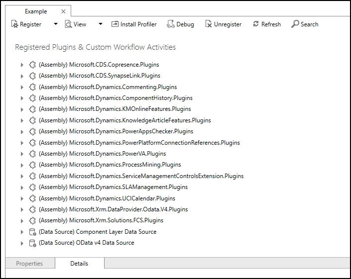 カスタム ワークフロー アクティビティの既存のプラグインを表示します。