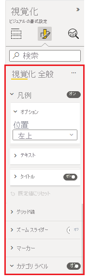 書式設定ウィンドウのスクリーンショット。