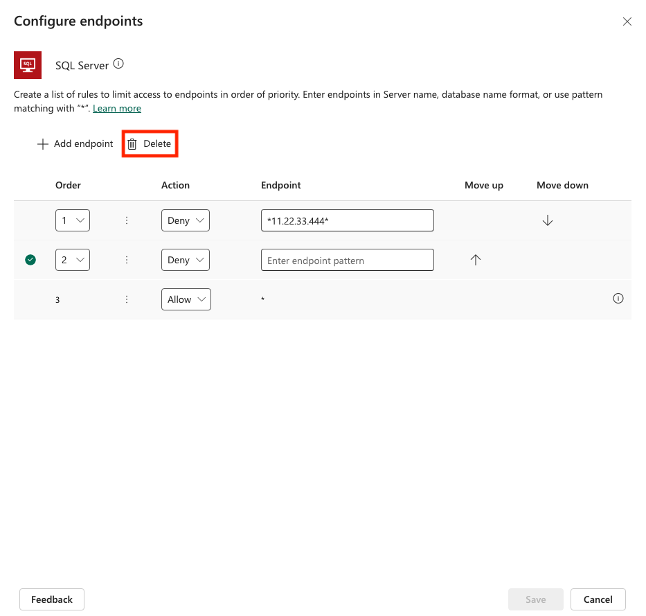 パターンを削除します。