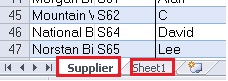 Excel - [仕入先] と [Sheet1] タブ