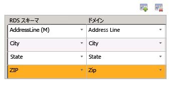 RDS スキーマのアイテムをドメインにマップ