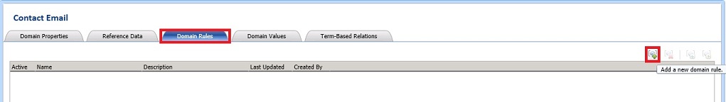[新しいドメイン ルールの追加] ツール バー ボタン [