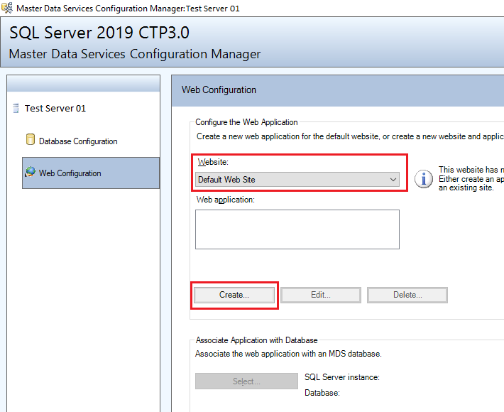 マスター データ サービス Configuration Manager ダイアログ ボックスのスクリーンショット.
