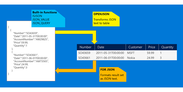 組み込みの JSON サポートの概要を示す図。