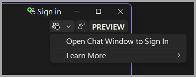 非アクティブな Copilot 状態のスクリーンショット。