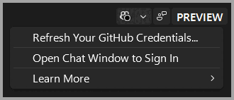 GitHub Copilot バッジ オプションのスクリーンショット。