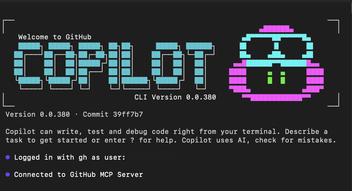 Copilot 対話型モードバナーのスクリーンショット。