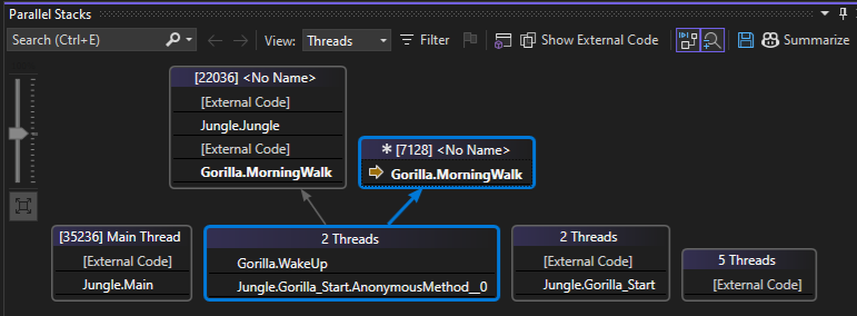 2 番目の F5 以降のスレッド ビューのスクリーンショット。