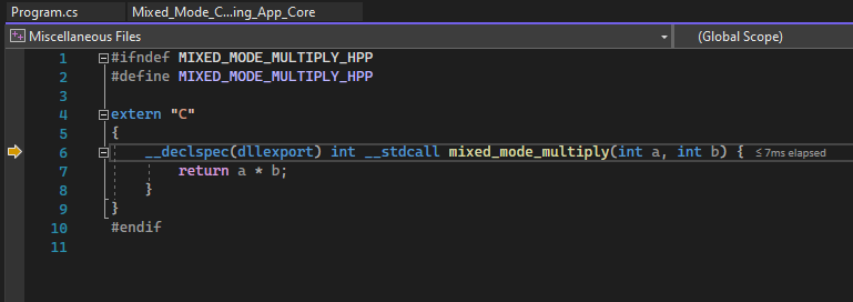 ネイティブ コードにステップ インする