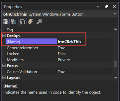 ボタンの新しい名前を示すスクリーンショット。
