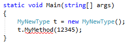 強調表示されたコード C#