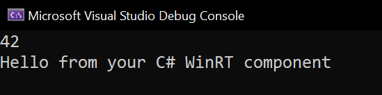 C++/WinRT コンソールの出力