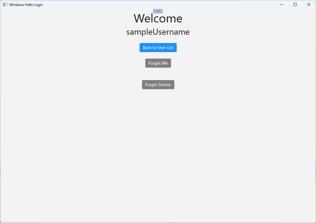 正常に完了したWindows Helloログインのスクリーンショット