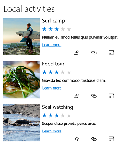 複雑な入れ子になった U I のスクリーンショット。ユーザーが操作できる入れ子になった要素が多数表示されています。