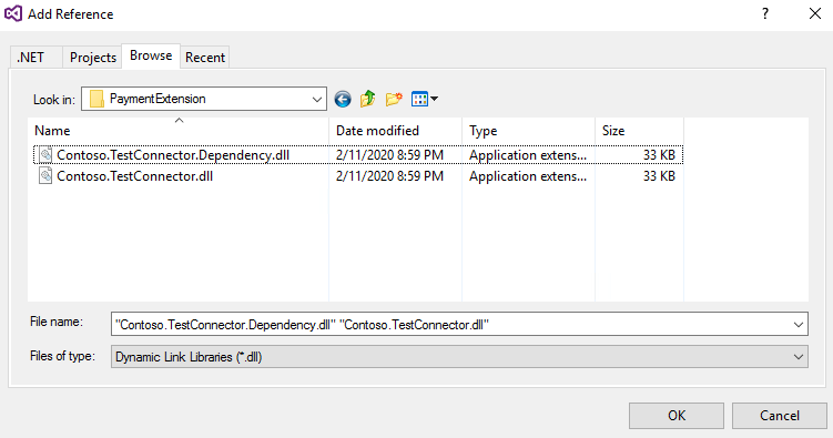 Screenshot of the Add Reference dialog box.
