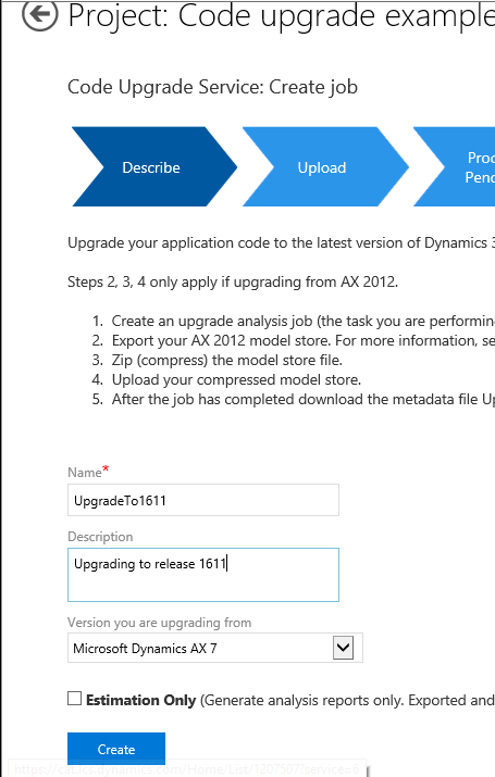 Screenshot of the new code branch creation page.
