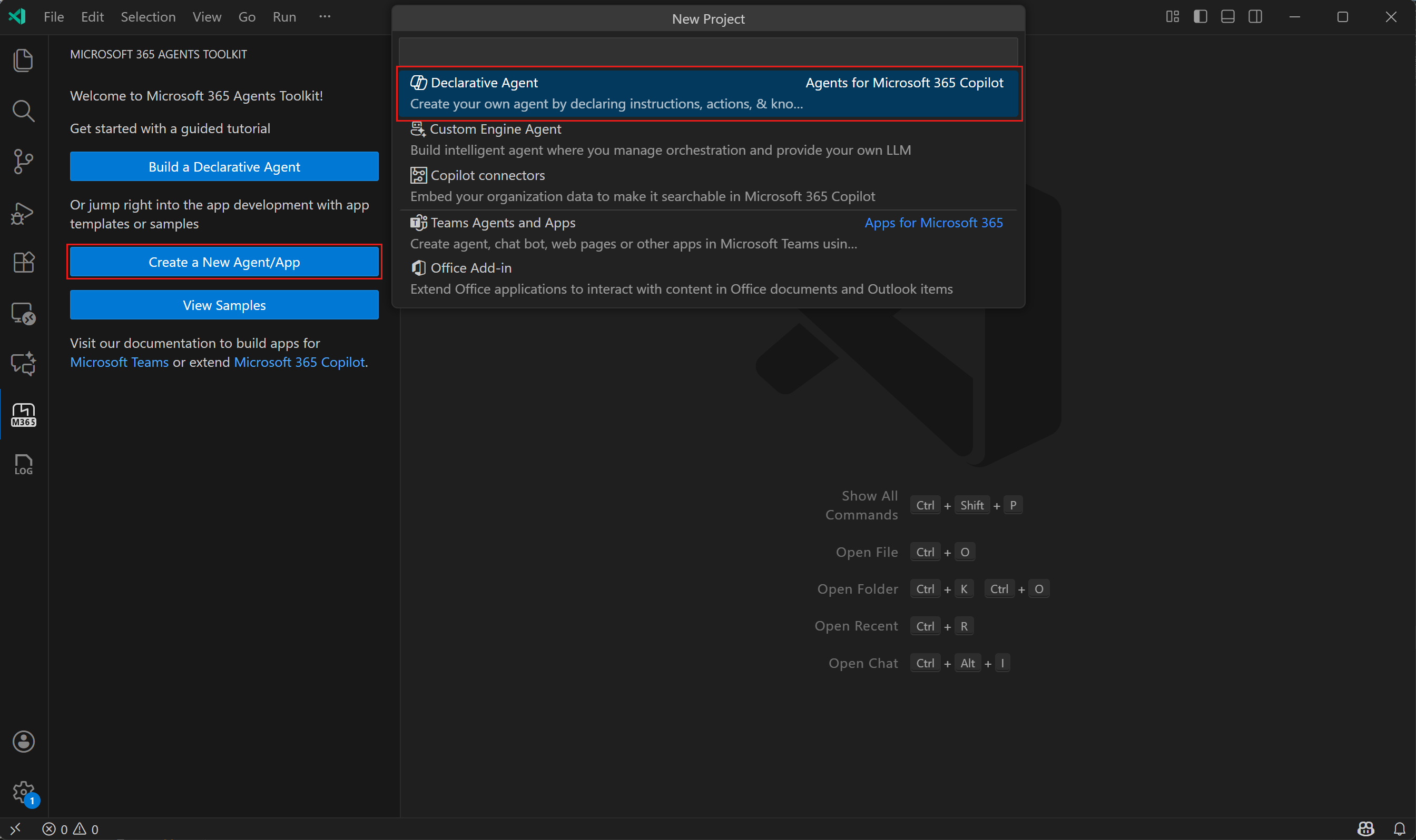 A screenshot of the Agents Toolkit interface