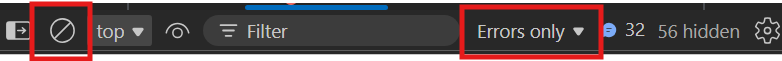 How to set the console to errors only