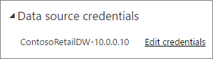 Skjermbilde av dialogboksen for legitimasjon for datakilde for en semantisk modell ved hjelp av en personlig gateway.