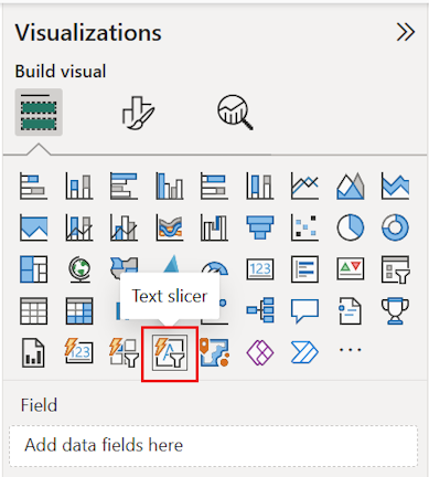 Skjermbilde som viser valg av input slicer-visualisering for å legge til i rapporten.