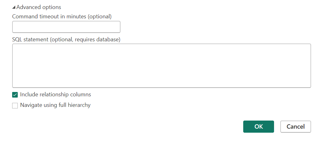Skjermbilde av de avanserte alternativene som er inkludert i dialogboksen PostgreSQL-tilkobling.
