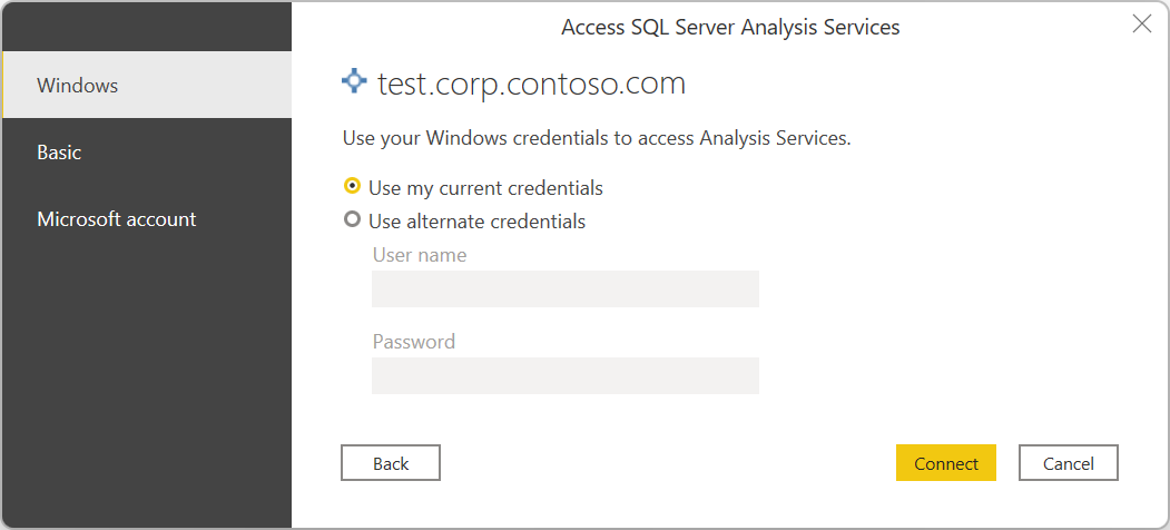 SQL Server Analysis Services databaseautentisering.