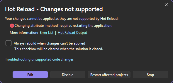 Screenshot of the apply changes dialog box.
