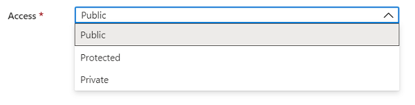 Schermopname van het element Microsoft.Common.DropDown UI met één selectie ingeschakeld.
