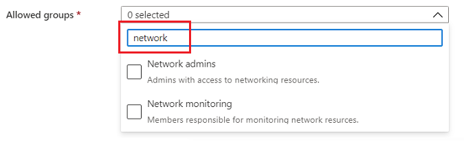 Schermopname van het element Microsoft.Common.DropDown UI met meervoudige selectie en filtering ingeschakeld.