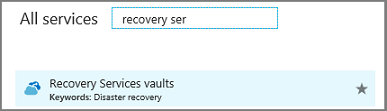 Typen Recovery Services in het dialoogvenster Alle services