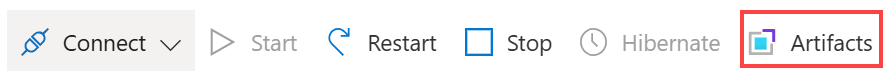 Schermopname van het openen van de lijst artefacten voor de virtuele machine van het lab.