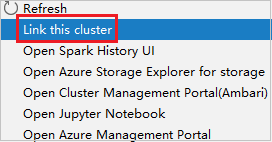 Koppeling naar HDInsight Spark-clusters in Azure Explorer.