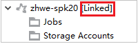 Gekoppelde HDInsight Spark-clusters in Azure Explorer.
