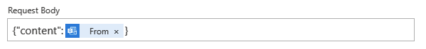 Schermopname die een consumptieworkflow toont en een functie met een voltooid aanvraagbodyvoorbeeld voor de contextobject-payload van de functie.