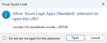 Schermopname met de prompt om de extensie te openen voor het openen van Microsoft Azure-hulpprogramma's.