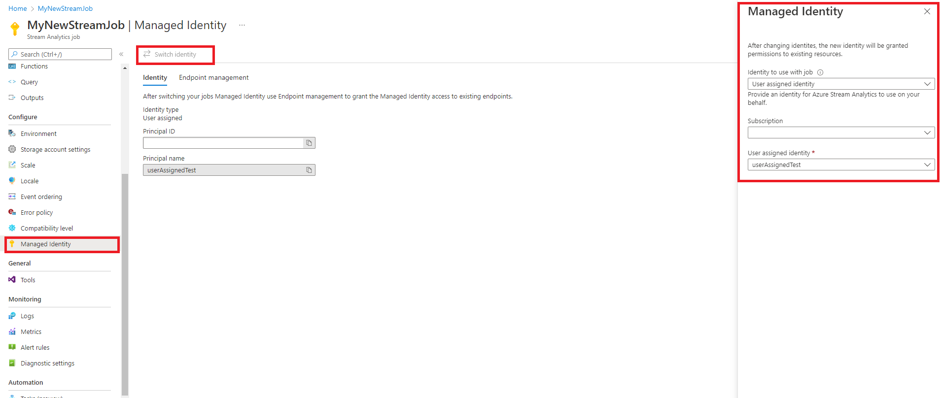 Beheerde identiteit van Stream Analytics configureren