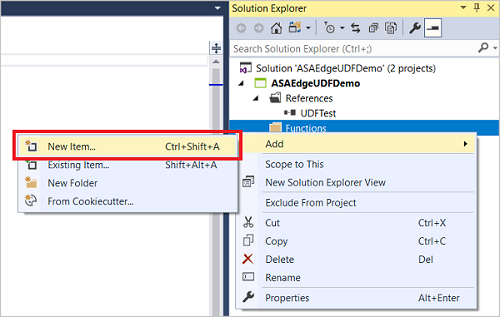 Nieuw item toevoegen aan Functions in azure Stream Analytics Edge-oplossing