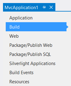 Schermopname van het vervolgkeuzemenu van het project in het venster Solution Explorer, waarin de buildoptie wordt gemarkeerd.