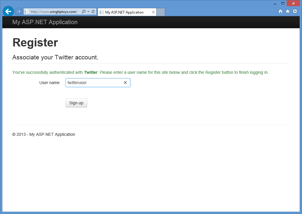 Afbeelding van het Twitter-account dat u wilt koppelen in de web-app