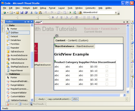 De BoundFields van GridView zijn aangepast